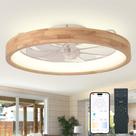 Ventilador de Teto Oaks Aura 24" em Madeira com Luz LED, Controle Remoto e 6 Velocidades