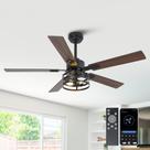 Ventilador de teto Parrot Uncle 52" Rustic 6 Velocidades Motor Light