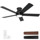 Ventilador de teto POCHFAN 132cm com luz LED preta Motor DC remoto