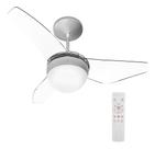 Ventilador De Teto Prata Com Controle 3 Pas 83cm Bivolt 36w