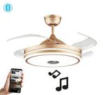 ventilador de teto retrátil bivolt com 4 pás som bluetooth.