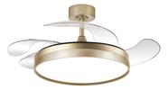 Ventilador De Teto Retrátil Com Led 96w Tualux Dourado Silencioso E Reversível 1.146 Mm 50/60hz 127/