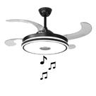 Ventilador de Teto Retrátil Led 60w Preto 4 pás Com Bluetooth e Controle Remoto Rio Gadita