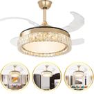 Ventilador de Teto Retrátil Quartzus Cristal Dourado Disoma 78W Ultra Silencioso LED Multicolor Dimerizável Controle Remoto 6 Velocidades