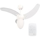 Ventilador de teto silencioso Potente Branco pás transparentes Com Lustre Tron