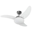 Ventilador de Teto Silencioso Tron Solano 3 Pás MDF Cor Branco Aço Escovad Com Lustre 130W Potente e Duradouro 220V