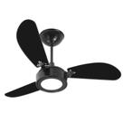 Ventilador De Teto Super Led Preto 3 Pás Laqueadas Pretas Led 18W 6500K 130W 127V C3V 37-3163 Ventidelta