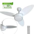 Ventilador De Teto Ventisol Elluz Inverter Bivolt Pás Dupla Face Branco Cinza Controle Silencioso