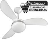 Ventilador de Teto Ventisol Fênix Branco / Silver 3 Pás, Cv3, 02 Lâmpadas Led Inclusas