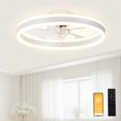 Ventilador de teto VOLISUN Low Profile com luzes de 50 cm com controle remoto branco Ventilador de teto VOLISUN Low Profile com luzes de 50 cm com controle remoto branco
