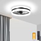 Ventilador de teto VOLISUN Low Profile com luzes e controle remoto de 50 cm preto