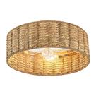 Ventilador de teto WONGU 51 cm Rattan 7 lâminas e controle remoto de 6 velocidades