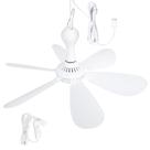 Ventilador de teto Xindejia alimentado por USB 6 pás DC 5V branco