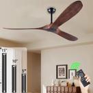 Ventilador de teto YKXONFA 60" Walnut Wood 3 Blades Remote
