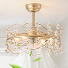 Ventilador de teto Youngrender 20" Gold Flower Chandelier Light Ventilador de teto Youngrender 20" Gold Flower Chandelier Light