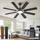 Ventilador de teto ZMISHIBO 132 cm 8 pás com luz LED e controle remoto
