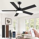 Ventilador de Teto ZMISHIBO 132 cm com Luz LED, 6 Velocidades e Controle Remoto