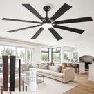 Ventilador de Teto ZMISHIBO 165 cm com Luz LED e Controle Remoto 6 Velocidades