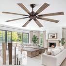 Ventilador de teto ZMISHIBO 165 cm em bronze polido a óleo com controle remoto