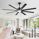 Ventilador de Teto ZMISHIBO 183 cm 8 Hélices de Alumínio com Luz e Controle Remoto