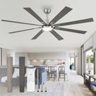 Ventilador de Teto ZMISHIBO 183 cm Níquel Escovado com Controle Remoto e Luz