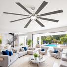 Ventilador de Teto ZMISHIBO 80" Níquel Escovado com Luz e Controle Remoto DC