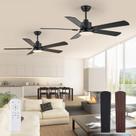 Ventilador de teto ZMISHIBO de 52 polegadas com luzes pretas com pacote remoto x2