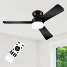 Ventilador de Teto ZOUQILAI 42" Preto com Luz e Controle Remoto, Motor DC