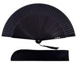 Ventilador dobrável Amajiji Handheld Bamboo Silk 21cm preto