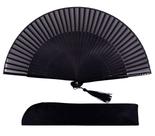Ventilador dobrável Amajiji Handheld Bamboo Silk 21cm preto