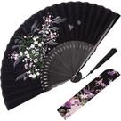 Ventilador dobrável JOHOUSE Vintage Floral para mulheres preto