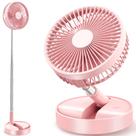Ventilador dobrável QUALORI Recarregável 7200mAh Rosa