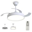 Ventilador Lampada de Teto Led 3 em 1 Grande Retratil Ajustavel Controle Remoto Sala Quarto Casa Escritorio Trabalho Recepçao Moderno Silencioso Poten