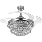 Ventilador lustre retrátil led cristal controle remoto bluethooth