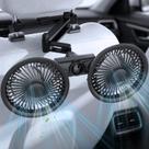 Ventilador para carro Feotenn de cabeça dupla, rotação 360, 3 velocidades, USB