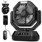 Ventilador Portátil para Camping AJVV com Bateria Recarregável, Controle Remoto e Luz Ventilador Portátil para Camping AJVV com Bateria Recarregável, Controle Remoto e Luz