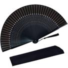 Ventilador portátil STHUAHE dobrável de seda de bambu preto para mulheres Ventilador portátil STHUAHE dobrável de seda de bambu preto para mulheres