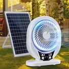Ventilador Solar Portátil Recarregável Com Lâmpada LED E Portas USB Para Camping, Casa E Escritório