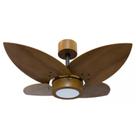 Ventilador Teto Luxo Madeira 4 Pás Imbuia + Controle 110v Led 3000k Branco Quente