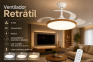 Ventilador Teto Madeira Retrátil LED 3 Cores Controle Remoto Ventilador Teto Madeira Retrátil LED 3 Cores Controle Remoto