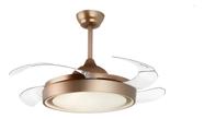 Ventilador Teto Retrátil Controle Remoto 4 Pás Dourado Led C 46 Cm Dourado 127/220v Transparente Plástico 4
