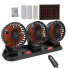 Ventilador Triplo Carro Caminhao Van Kombi Automotivo 2 Velocidades Silencioso Ajustavel Verao Calor Sol