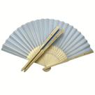 Ventiladores de casamento dobráveis à mão, LED, azul celeste, seda e bambu (20 unidades)