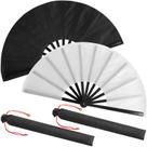 Ventiladores de seda dobráveis à mão Maitys Tai Ji em preto e branco (pacote com 2) Ventiladores de seda dobráveis à mão Maitys Tai Ji em preto e branco (pacote com 2)