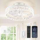 Ventiladores de Teto ZMISHIBO com Luz, Ventilador de Teto de Perfil Baixo com Luz e Controle Remoto, Ventilador de Teto Embutido, Reversível, Regulável, Silencioso, Ventilador Pequeno de 15,7 polegadas para Quarto, Uso Interno - Branco