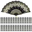Ventiladores dobráveis de renda Geelin, 50 unidades, ouro borboleta, 23 cm, dobrados