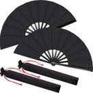 Ventiladores dobráveis de seda para mãos Maitys Festival Tai Ji Black (pacote com 2)