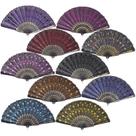 Ventiladores portáteis dobráveis QIRMIZI, pacote com 10 tecidos Peacock Ventiladores portáteis dobráveis QIRMIZI, pacote com 10 tecidos Peacock