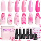 Verniz em Gel Beetles Pink - 6 Cores de 7,5ml - Cura UV/LED