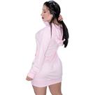 Vestidinho Feminino de Moletom Com Manga Longa E Capuz